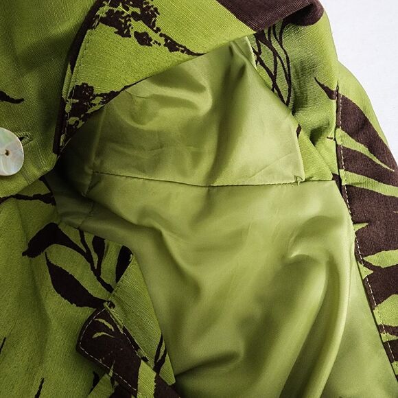 Savvy By Rafael Women Jacket Size 6 Floral Linen Silk Button Up 3/4 Sleeve Green - Picture 8 of 10